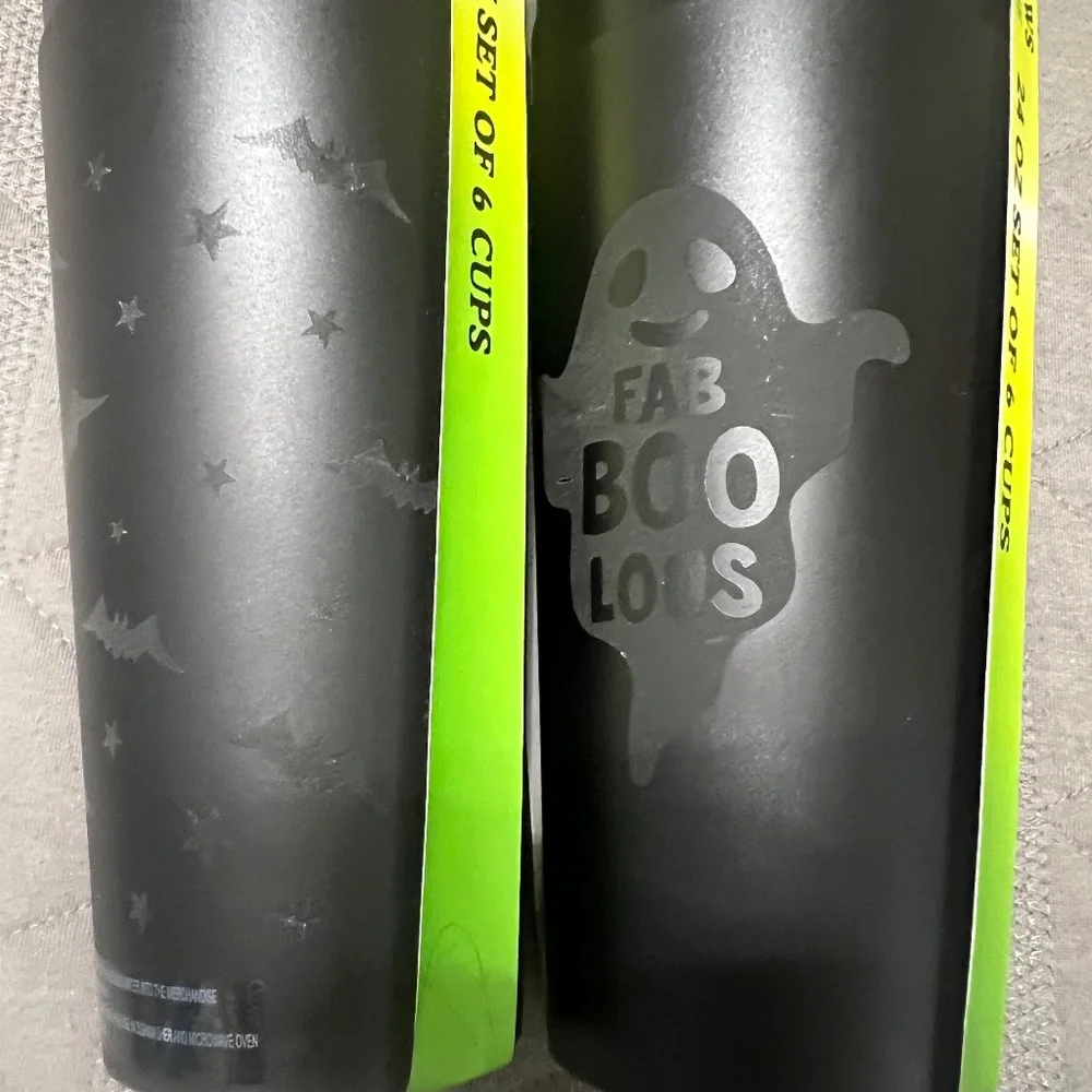 GLOWS IN THE DARK halloween 2 sets of cups total 12